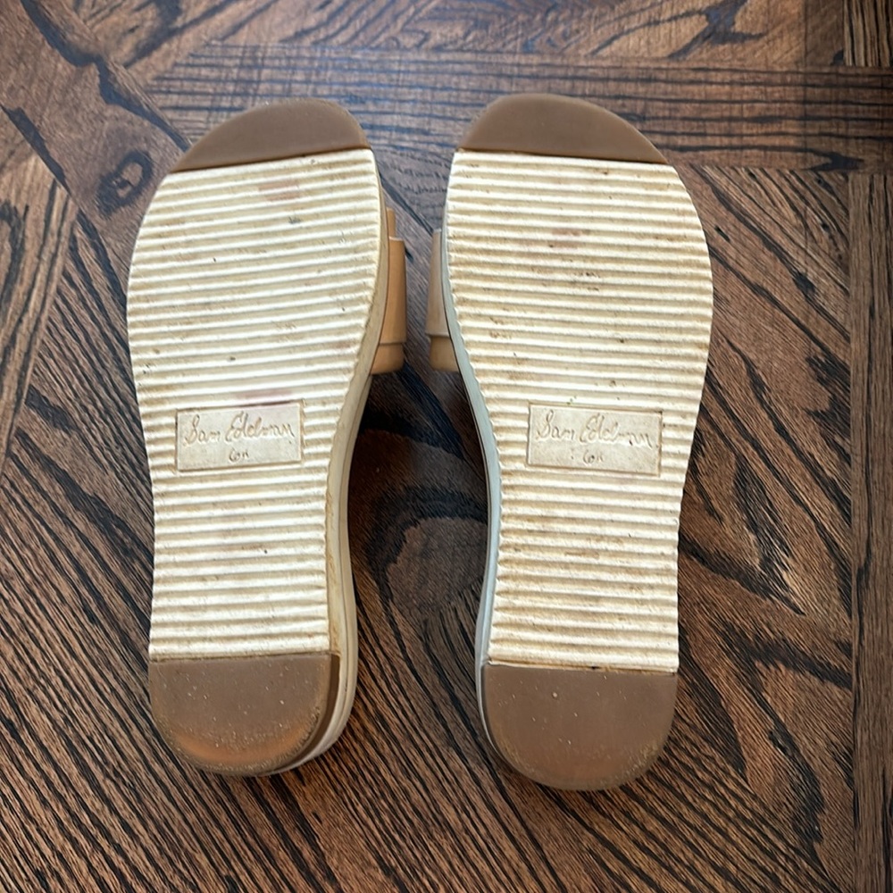 Sam Edelman Tan Cream Slide Sandals with Tortoise Buckle - Picture 5 of 11